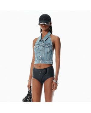 Alexander Wang Bleach Denim Halter Top - Blue