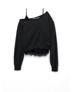Alexander Wang Off Shoulder Ls Sweater W/ Cami - Black