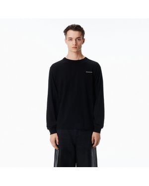 Alexander Wang Long-sleeve Tee In High Twist Jersey - Black