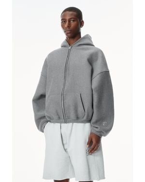 Alexander Wang Star Zip Up Hoodie In Dense Fleece - Grey