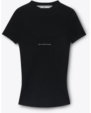 Alexander Wang Ss Crewneck Top W/ Jacquard Logo - Black
