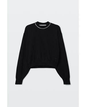 Alexander Wang Crystal Necklace Long Sleeve Crewneck - Black