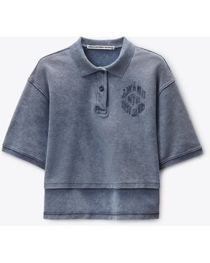 Alexander Wang Cropped Oversized Polo - Blue