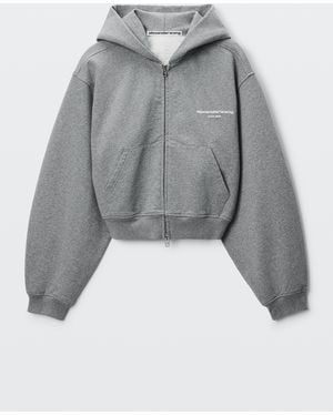 Alexander Wang Logo Print Zip-Up Hoodie - Gray