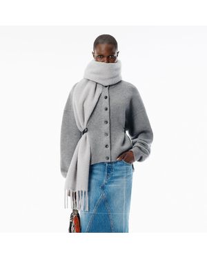 Alexander Wang Wool-Cotton Draped Back Cardigan - Grey