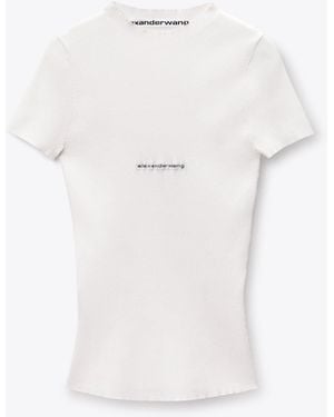 Alexander Wang Jacquard Logo Short Sleeve Crewneck Top - White