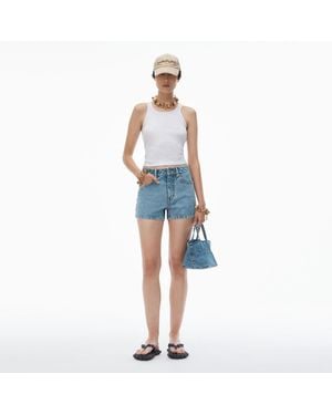 Alexander Wang Clear Hotfix High-Rise Denim Short - Blue