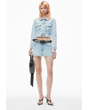Alexander Wang Mid Rise Mini Skort In Comfort Stretch Denim - Blue
