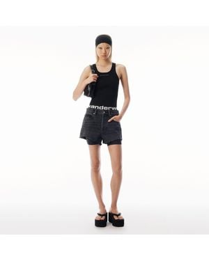 Alexander Wang Pre-Styled Relaxed Logo Bike Short - Blue