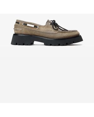 Alexander Wang Beige Waxed Suede Carson Boat Loafers - Natural