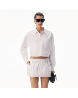 Alexander Wang Embroidered Logo Cropped Shirt - White