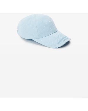 Alexander Wang Crystal Hotfix Distressed Baseball Cap - Blue
