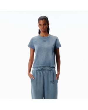 Alexander Wang Shrunken Cotton Tee With Logo - Blue