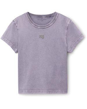Alexander Wang Essential Terry Crew Sweatshirt W/ Puff Paint Logo - Purple