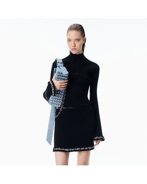 Alexander Wang Long-Sleeve Ruffle-Hem Turtleneck - Blue