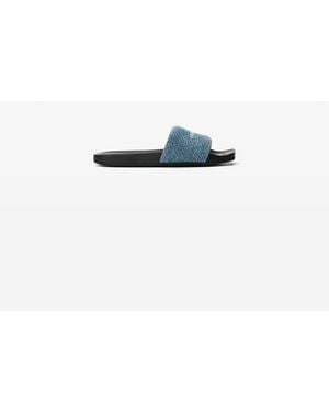 Alexander Wang Crystal Denim Aw Pool Slide - Blue