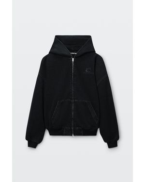 Alexander Wang Brushed Denim Oversized Hoodie - Black
