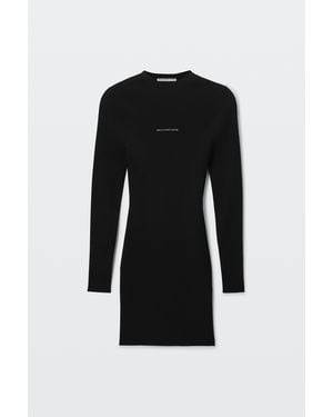Alexander Wang Textured Logo Crewneck Dress - Black