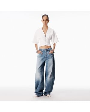 Alexander Wang Distressed Logo Blow Up Jean - Blue