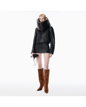 Alexander Wang Worn Moto Leather Mini Skort - Black