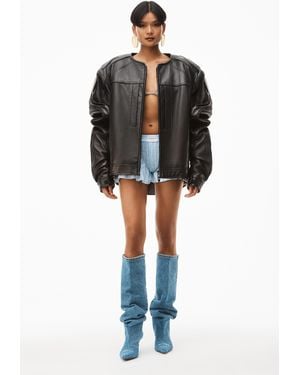 Alexander Wang Oversized Moto Jacket In Buttery Leather - Black