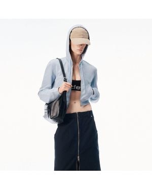 Alexander Wang Crystal Embellished Fitted Zip Up Hoodie - Blue