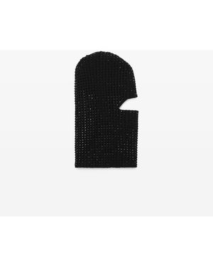 Alexander Wang Crystal Hotfix Rib Knit Balaclava - Black