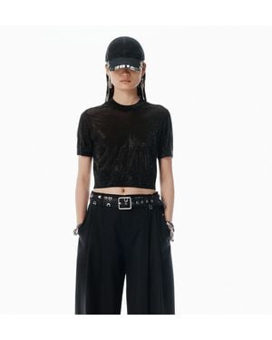 Alexander Wang Clear Bead Hotfix Crewneck Tee - Black