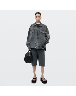Alexander Wang Oversized Trucker Jacket With Graphic Detail - Gray