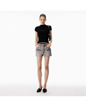 Alexander Wang Silk Zip Mid-Rise Short - Black