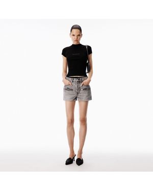 Alexander Wang Silk Zip Mid-Rise Short - Black