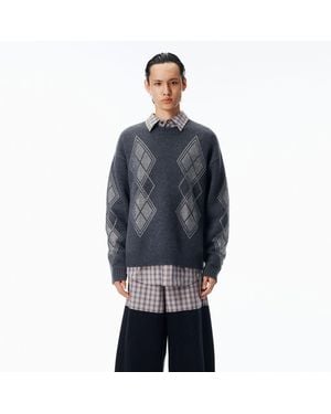 Alexander Wang Studded Argyle Crewneck Pullover - Blue