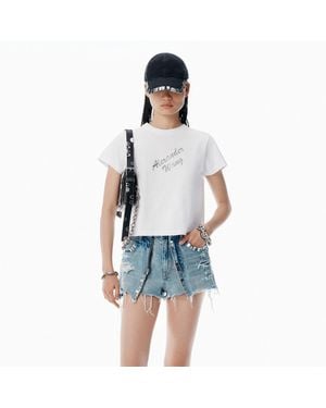 Alexander Wang Crystal Hotfix & Cotton Logo Tee - Blue