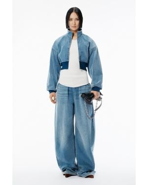 Alexander Wang Light Blue Brushed Denim Funnel Neck Jacket