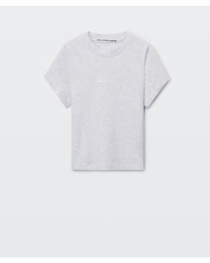 Alexander Wang Logo Print Shrunken Short Sleeve Tee - White