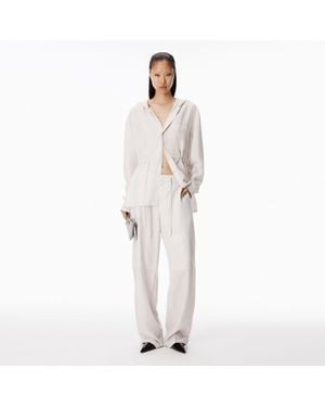 Alexander Wang Drawcord Mid-Rise Tailored Pant - White