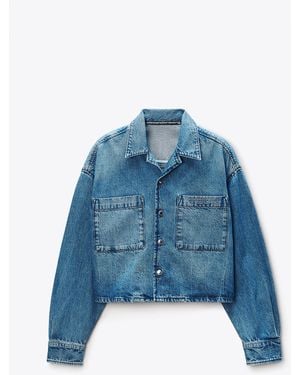 Alexander Wang Cropped Long Sleeve Shirt - Blue