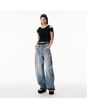 Alexander Wang Blow-Up Jeans With Logo Bike Short Waistband - Blue