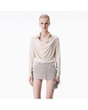 Alexander Wang Cowl Placket Long Sleeve Top - White