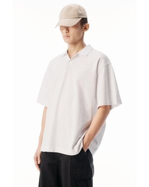 Alexander Wang Short Sleeve Polo Tee W/ Allover Hotfix - White