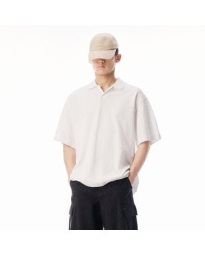 Alexander Wang Crystal Embellished Polo Tee - White