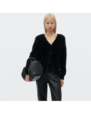 Alexander Wang Textured Chenille V-Neck Cardigan - Black
