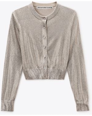 Alexander Wang Crystal Hotfix Cropped Cardigan - White
