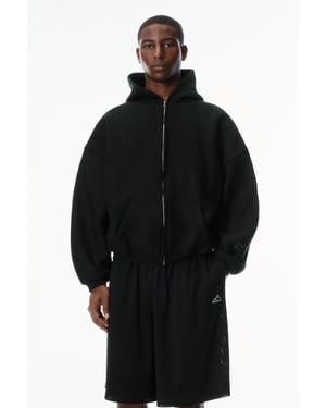 Alexander Wang Star Zip Up Hoodie In Dense Fleece - Black