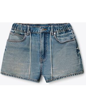 Alexander Wang Crystal Hotfix Drawcord Short - Blue