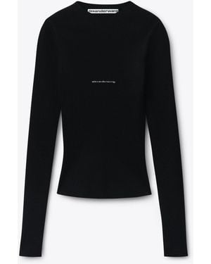 Alexander Wang Knit Logo Long Sleeve Tee - Black