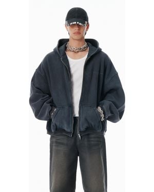 Alexander Wang Black Cotton Logo Zip-up Hoodie - Blue