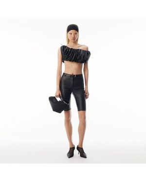 Alexander Wang High-Rise Leather Shorts With Belt - Blue