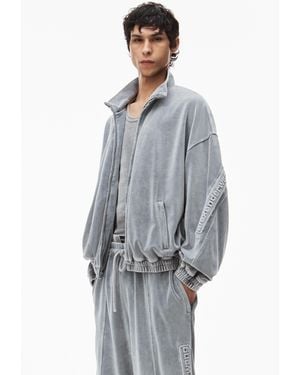 Alexander Wang Logo Track Jacket In Velour - Grey