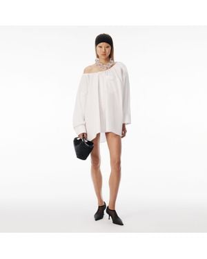 Alexander Wang Bungee Scoop Neck Mini Shirt Dress - White